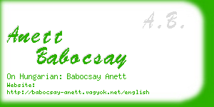 anett babocsay business card